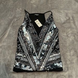 Sequin/velvet bodysuit